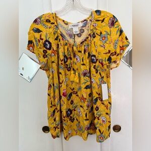 New Yellow Floral summer women’s top size L